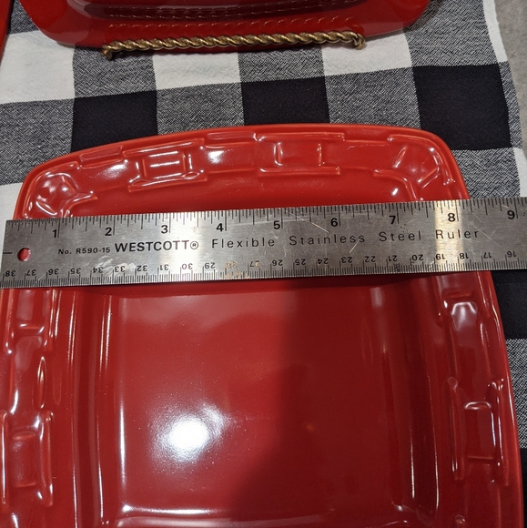 Longaberger set of 4 tomato red luncheon plates - Picture 6 of 6